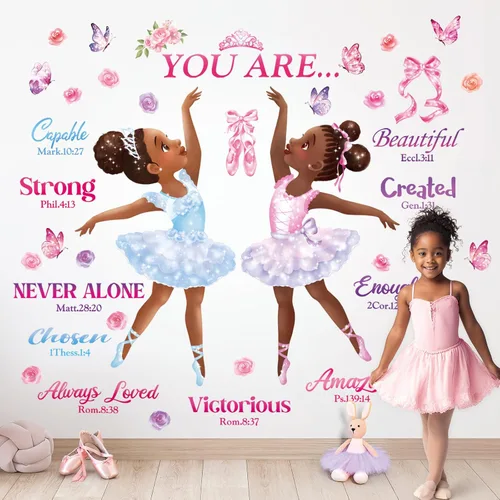Miniatura 2 de DECOWALL SG2-2319 Chica Negra Bailarina Mágica Pegatinas de Pared Calcomanías Afro Arte Mujeres Inspirador Dormitorio Guardería Regalo Hermosa Sala