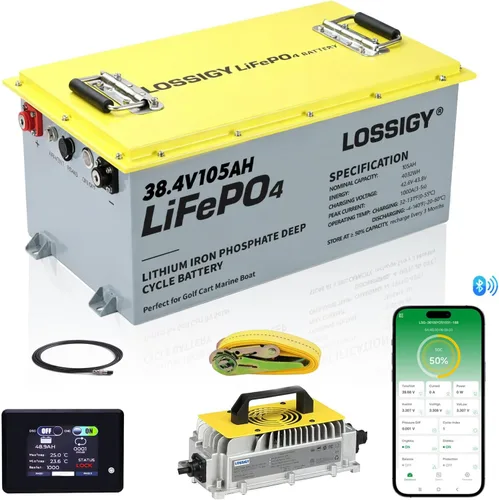 Miniatura 10 de LOSSIGY Batería de litio de 36V para carrito de golf con cargador y monitor de 25A, kit de conversión de 36 voltios para carrito de golf, perfecto