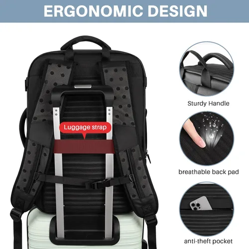 Miniatura 31 de Mochila de Viaje Snoffic para Mujer, Negro, 17 pulg.