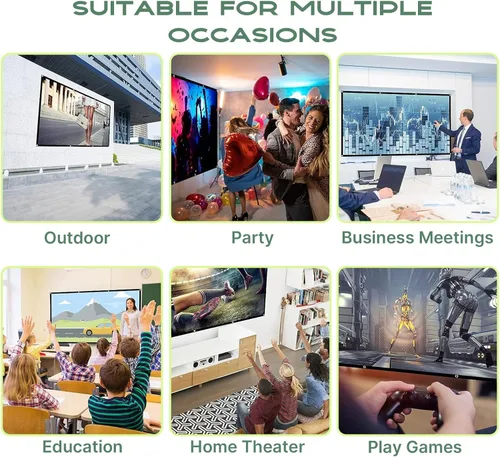 Miniatura 7 de Pantalla de proyección, pantalla de proyector de películas 4K HD 16:9, proyector portátil plegable antiarrugas, pantalla de películas para cine