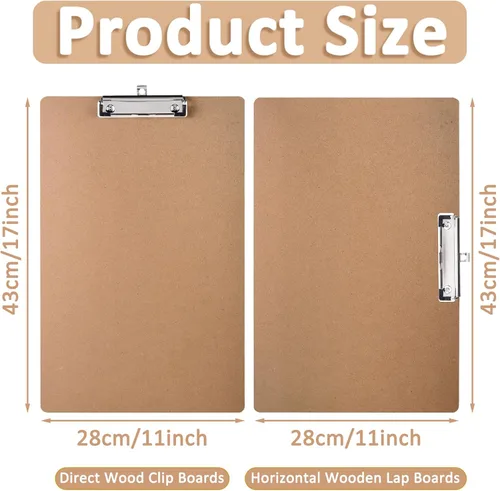 Miniatura 2 de Jspupifip Paquete de 2 portapapeles de 11 x 17 pulgadas con clip de perfil bajo, portapapeles de madera extra grande, tablero de dibujo de arte