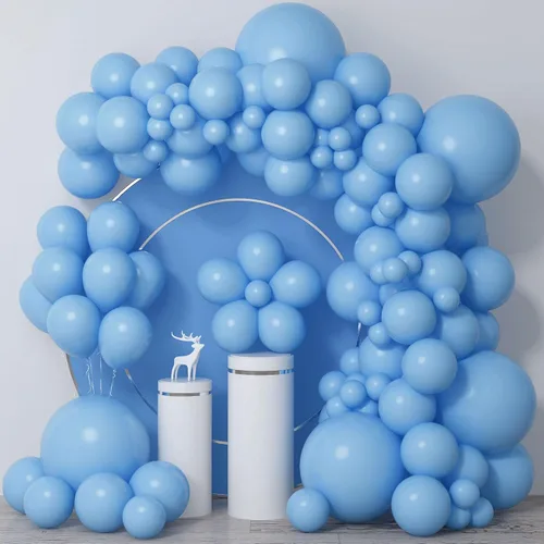 Globos azul claro de látex de 5, 10, 12, 18 pulgadas, diferentes tamaños, 103 piezas de globos mate azul cielo azul bebé para decoración de fiesta