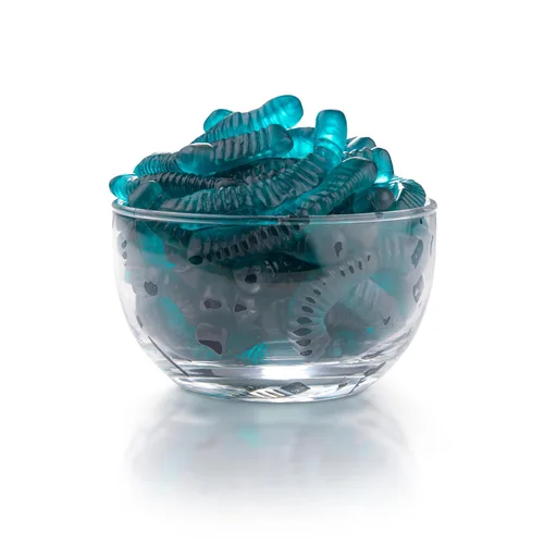 Miniatura 4 de FirstChoiceCandy Gusanos de gomita agridulce, varios sabores y colores sólidos (1 libra, frambuesa azul)