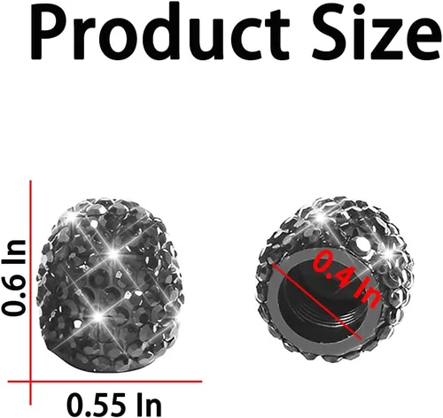 Miniatura 2 de Osilly Tapas de Vástago de Válvula de Neumático de Coche Brillantes, 4 Piezas de Cristal con Diamantes de Imitación, Cubierta Protectora de Válvulas