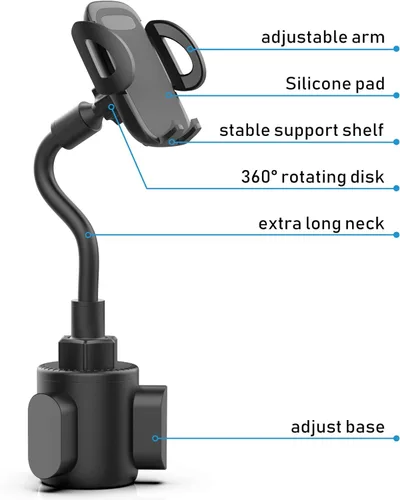 Miniatura 3 de Soportes de teléfono para tu automóvil, soporte de teléfono para portavasos, soporte universal ajustable de cuello de cisne para portavasos