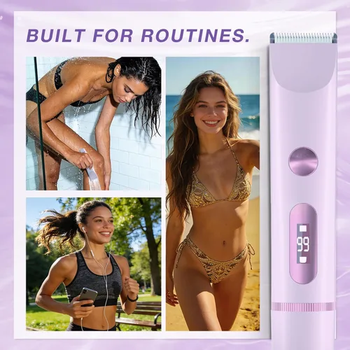 Miniatura 5 de Recortadora de bikini para mujer, recortadora eléctrica de doble cabezal para áreas sensibles, pantalla de batería LED, IPX7, peluquero recargable