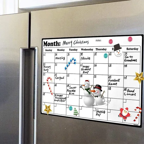 Calendario magnético de borrado en seco para nevera, calendario de pizarra blanca para planificadores de refrigerador, 16.9 x 11.8 pulgadas