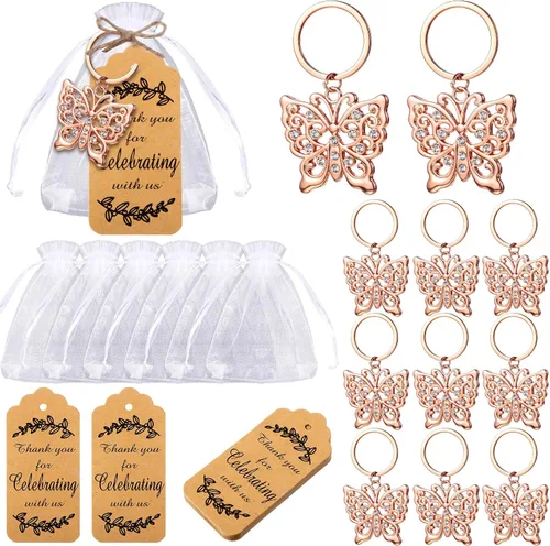 Miniatura 8 de Ecation 20 Juego de Llaveros de Mariposa para Fiesta, Juego a Granel, Anillo de Metal para Animales, Accesorios de Encanto, Recuerdo, Regalo Kraft