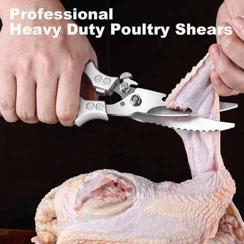 Miniatura 5 de Tijeras de Cocina de Acero Inoxidable de Servicio Pesado - Paquete de 2 Tijeras Multiusos para Alimentos, Tijeras para Aves y Carne