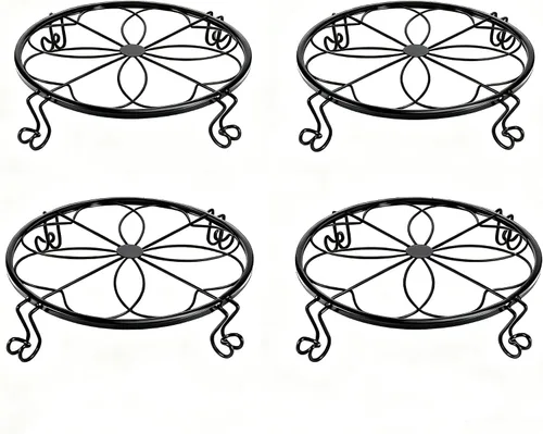 Miniatura 11 de Paquete de 1/2/4 soportes de hierro resistentes de 9/10/12 pulgadas, soporte para macetas de metal inoxidable