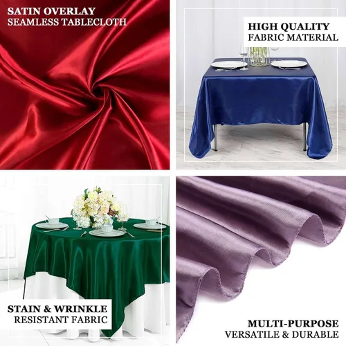 Miniatura 4 de Efavormart Paquete de 5 Sobremanteles Cuadrados de Satén de 60" para Decoraciones de Mesa de Bodas, Catering y Fiestas, Cubierta de Mantel Negro