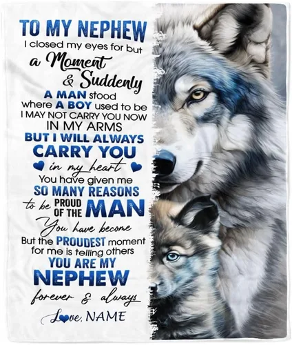 Miniatura 22 de Manta personalizada con texto en inglés «To My Nephew from Aunt Auntie Uncle You Will Never Lose Lion Nephew, cumpleaños, graduación, Navidad, manta