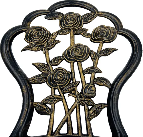 Miniatura 5 de KAILI - Juego de muebles de exterior de bistró con patrón de rosas, 1 mesa y 2 sillas para jardín, patio, porche (Rosa-Bronceado)