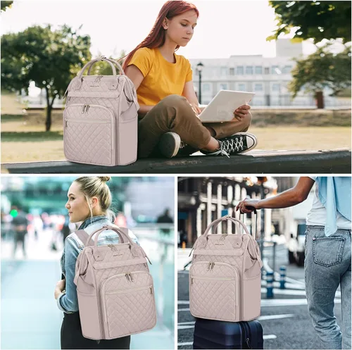 Miniatura 6 de EMPSIGN - Mochila para laptop de 17 pulgadas para mujeres, bolsas de trabajo, negocios, viajes, computadora, universidad, de gran capacidad