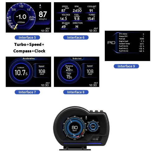 Miniatura 5 de Riloer Pantalla frontal para coche, GPS+OBD HUD Head Up Display P6 para la mayoría de los coches (negro)