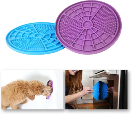 Hyper Pet IQ - Tapete para lamer perros y gatos, cuidado dental, aburrimiento, superficie texturizada, ventosas, 7.88 x 0.25 x 7.88 pulgadas,