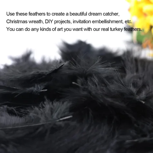 Miniatura 5 de Paquete de 100 plumas de marabú de pavo esponjosas de 4 a 6 pulgadas para manualidades, atrapasueños con flecos, plumas de colores, paquete