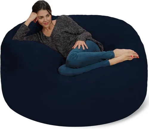 Miniatura 8 de Silla Chill Sack Bean Bag: muebles de espuma de memoria gigante y una tumbona grande. Gran sofá con gran cubierta de gamuza suave resistente al