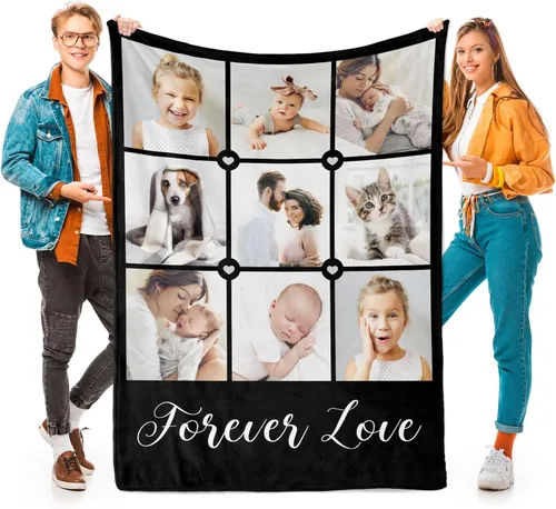 Miniatura 10 de Printwoo Mantas personalizadas con foto, manta de fotos personalizada, mantas personalizadas con imagen, regalos personalizados para mujeres