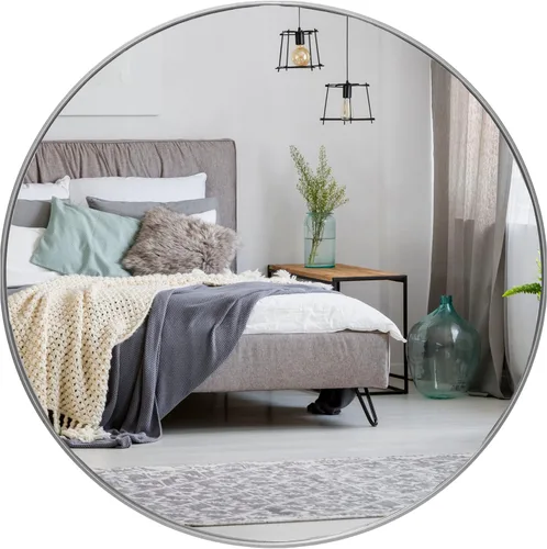 Miniatura 10 de HBCY Creations Espejo redondo pequeño, espejo de pared negro de 16 pulgadas para entrada, baño, sala de estar y más, espejo minimalista moderno