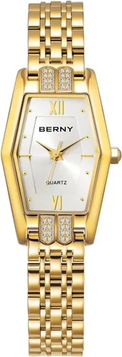 Miniatura 8 de BERNY Relojes de oro para mujer, delicado hexágono, reloj de pulsera de cuarzo para mujer, correa de acero inoxidable, reloj analógico de moda