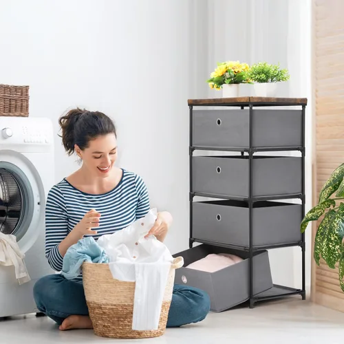 Miniatura 5 de HAITRAL Organizador de Cajones para Ropa, Cofre de Almacenamiento de Tela - Unidad Organizadora de Almacenamiento de 4 Cajones para Armario, Cómoda