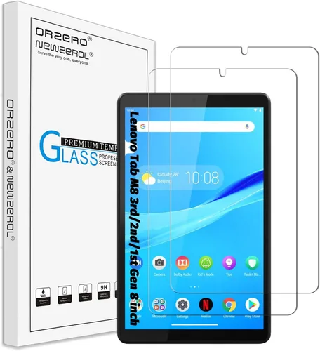 Orzero Paquete de 2 protectores de pantalla de vidrio templado compatible con Lenovo Tab M8 de 3ª/2ª/1ª generación de 8 pulgadas, protector de