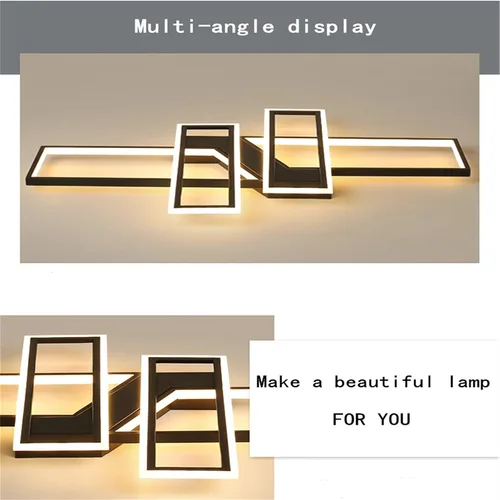 Miniatura 8 de SMG Moderna lámpara de techo LED para dormitorio, lámpara LED regulable de 35 pulgadas, lámpara de techo de diseño cuadrado de montaje empotrado