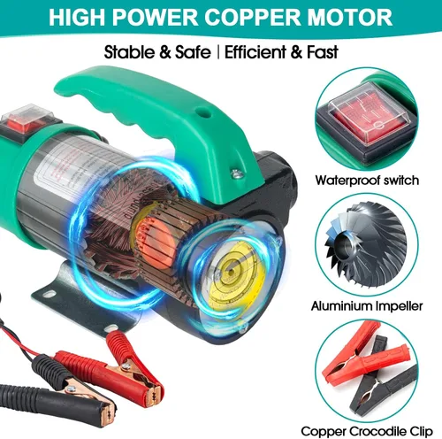 Miniatura 2 de AIGMISON Bomba de transferencia de diésel 12V 260W con manguera de apagado automático, kit de bomba extractora de transferencia de combustible