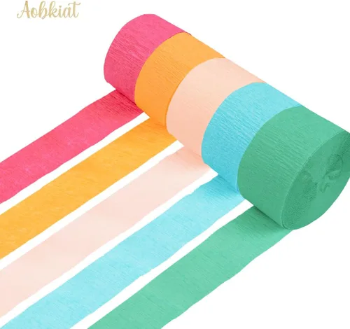 Miniatura 5 de AOBKIAT 5 rollos de papel crepé de serpentinas de arco iris, decoraciones de fiesta de Candyland para Navidad, cumpleaños, boda, despedida