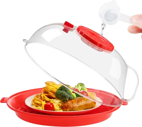 Miniatura 13 de Tapa Protectora contra Salpicaduras para Microondas de 10.2 Pulgadas con Vaporizador de Agua, Protector Transparente contra Salpicaduras