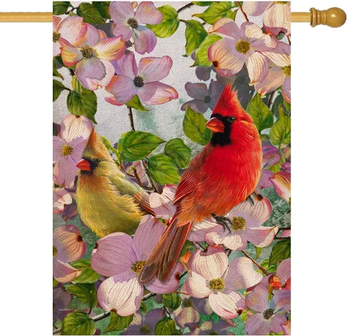Miniatura 8 de Artofy Cardinal Spring - Bandera decorativa para el hogar, jardín, patio, césped, verano, decoración de bienvenida de verano, pájaros rojos