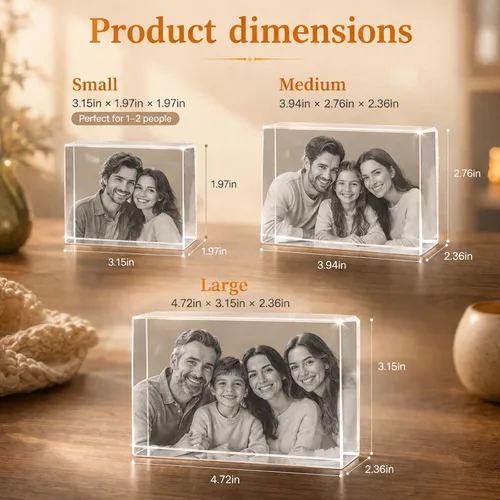 Miniatura 6 de Foto de cristal 3D, regalos personalizados de Navidad para mamá, esposa, mujer, papá, marido, abuela, foto personalizada en cristal, único