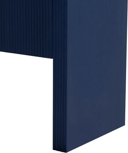 Miniatura 6 de Virubi Armario de buffet acanalado de 63 pulgadas con almacenamiento, puertas y estantes ajustables, mesa consola curva de madera con Azul marino