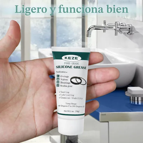 Miniatura 6 de KEZE Grasa de silicona impermeable de grado alimenticio lubricante sellador de silicona para fontaneros válvula grifo o anillos 1 oz paquete de 3