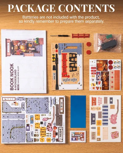 Miniatura 5 de ROBOTIME Kit de Rincón de Libros Kit de Casa en Miniatura DIY para Adultos Rompecabezas de Madera 3D Sujetalibros Estantería Diorama Inserto Casa