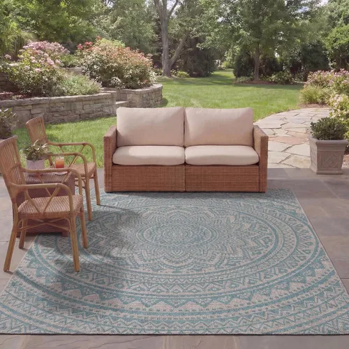 Miniatura 26 de SAFAVIEH Alfombra lavable para exteriores, colección Courtyard - Pasillo de 2.3 x 8 pies, color beige claro y marrón claro, no desprende pelusa