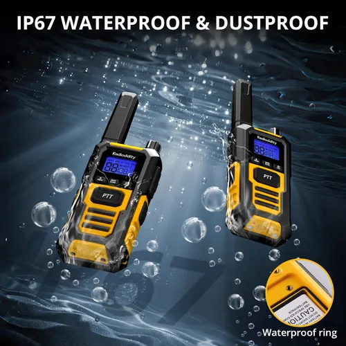 Miniatura 3 de Radioddity HD-1 IP67 Walkie Talkies Flotantes Resistentes al Agua de Servicio Pesado, Radio Bidireccional de Largo Alcance con Batería de 2400mAh