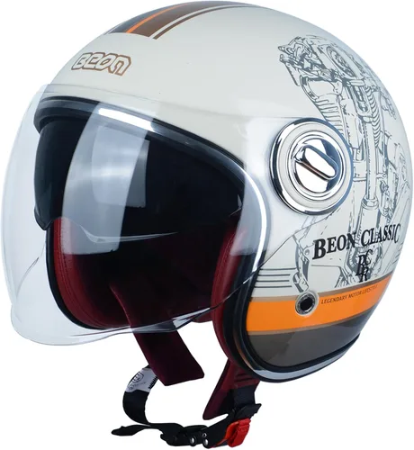 Casco de motocicleta de cara abierta para adultos, aprobado por DOT, casco vintage 3/4 medio Vespa con doble visera para hombres y mujeres