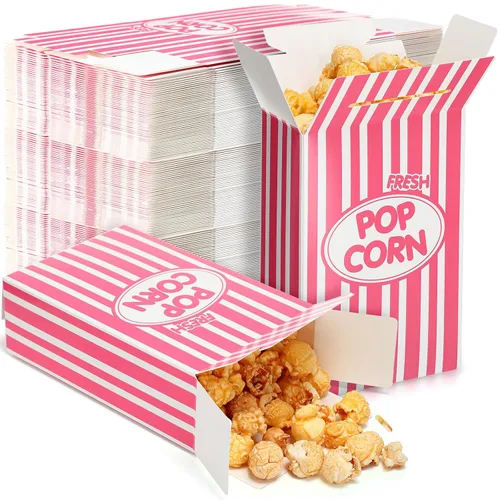 Miniatura 10 de Xinnun 300 Pcs Paper Popcorn Boxes 1oz Oil-proof Disposable Striped Popcorn Boxes Container Leak Proof Paper Holders for Movie Night, Party