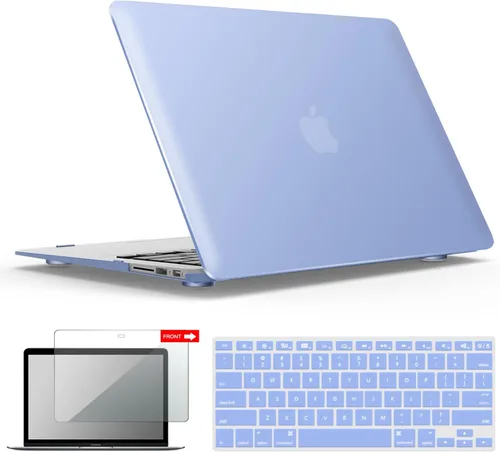 Miniatura 28 de iBenzer Carcasa rígida de plástico con superficie suave 3 en 1 y cubierta para teclado y protector de visualización para MacBook Air, Negro