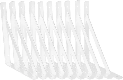 Miniatura 8 de Soportes de estante de 6 pulgadas, paquete de 8 soportes en L resistentes para estantes, soportes de metal triangulares de 90 grados para estantes