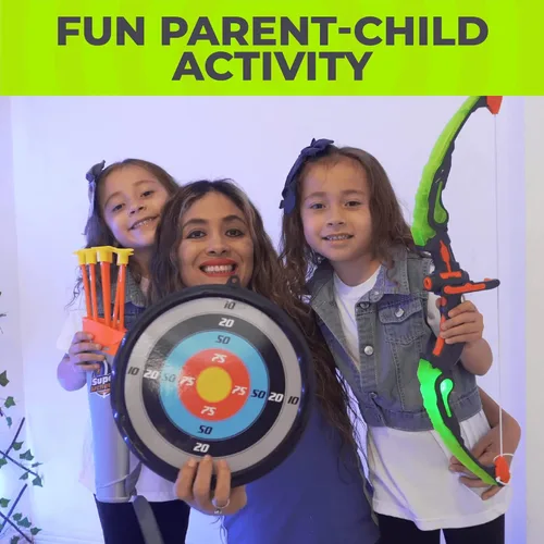 Miniatura 5 de Toysery Juego de tiro con arco para niños con luces flash LED, arco de juguete y flechas para niños de 6 a 8 años, incluye arco de tiro con arco, 6
