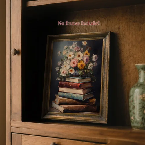 Miniatura 4 de Arte de Lienzo para Pared Moody Flower Books Póster Floral Vintage Impresión Arte de la Naturaleza Estético Flores Silvestres de Primavera Arte