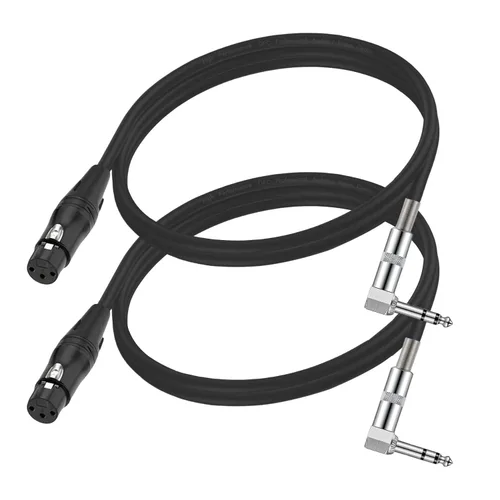TRS de ángulo recto de 0.250 in a XLR hembra, ángulo recto TRS de 1/4 pulgadas a XLR hembra de 3 pines, para altavoces, escenario, DJ y más