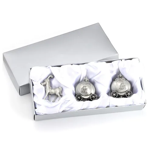 Miniatura 7 de Yoption Baby First Haircut Keepsake and First Dental Fairy Box Set, Zinc Alloy Pumpkin Carriage Baby Drop Tooth, caja de almacenamiento de recuerdo