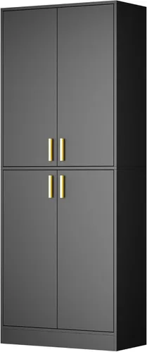 Miniatura 9 de Cozy Castle Armario de despensa de cocina, armario de almacenamiento de madera de 71 pulgadas de alto con puertas y estantes, 4 puertas, armario