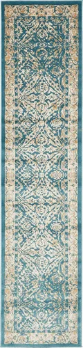 Unique Loom Oslo Collection - Alfombra tradicional botánica verde azulado (3 x 13 pies)