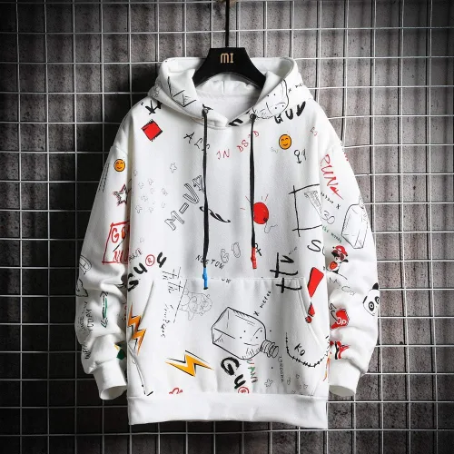 Miniatura 4 de GURUNVANI Sudadera con capucha con estampado de graffiti para hombre, chándal de moda, casual, hip-hop, abrigo divertido