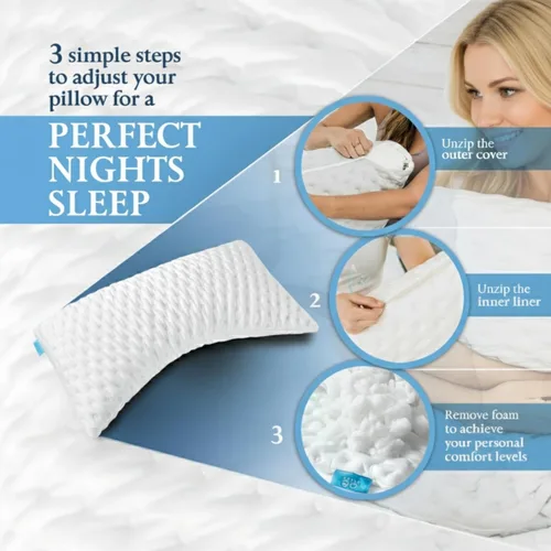Miniatura 2 de Almohada de cama para personas que duermen de lado y de espalda, almohada refrescante curvada para aliviar el dolor de cuello y hombros, almohada
